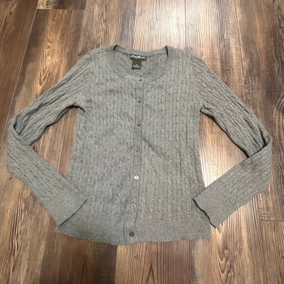 Eddie Bauer Women’s Cable Knit Cardigan Gray Small - Picture 1 of 6